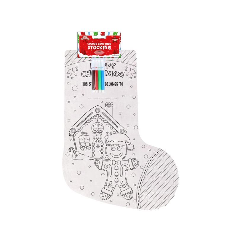 Wholesale Colour Your Own Christmas Stocking With 4 Felt Tip Pens - (Case of 12)
