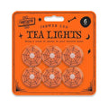Halloween Cobweb LED Tea Lights 6 Pack - Orange